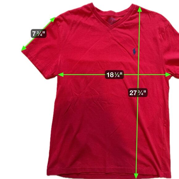 Polo Ralph Lauren Red V-Neck Tee Classic Fit Short Sleeve Men’s Small - Picture 5 of 5
